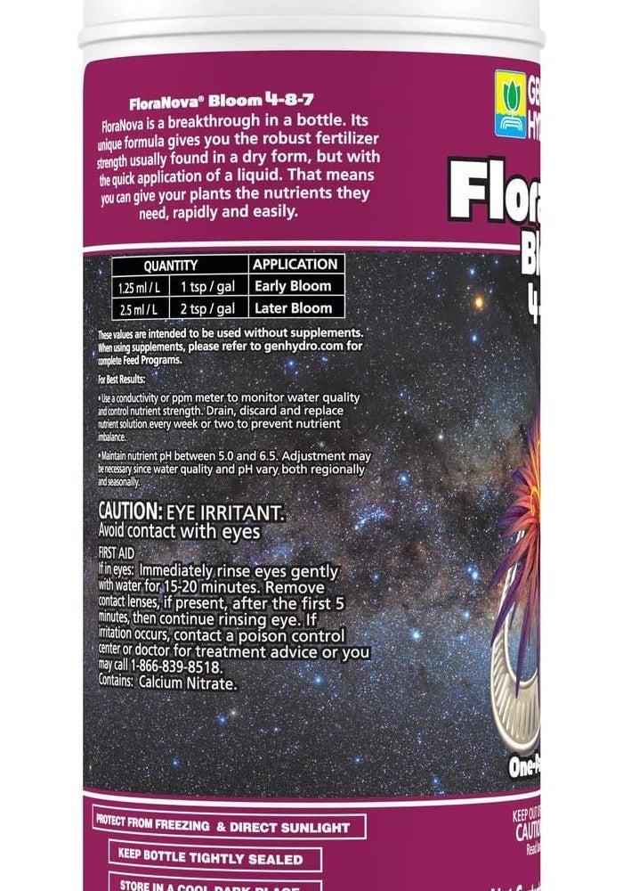 General Hydroponics FloraNova Bloom Liquid Nutrient, 1 Quart (946 ml) - NPK 4-8-7 for Explosive Flowering and Fruiting - Image 2